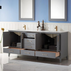 Altair Sutton 72" Double Sinks Bathroom Vanity Set with Marble Countertop - The Home Selection