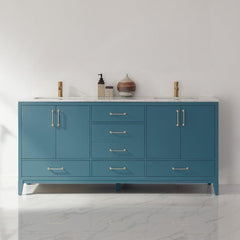 Altair Sutton 72" Double Sinks Bathroom Vanity Set with Marble Countertop - The Home Selection