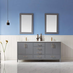 Altair Sutton 72" Double Sinks Bathroom Vanity Set with Marble Countertop - The Home Selection