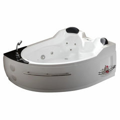 EAGO 5.5 ft Right Drain Corner Acrylic White Whirlpool Bathtub for Two - AM113ETL-L
