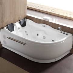 EAGO 6 ft Right Corner Acrylic White Whirlpool Bathtub for Two - AM124ETL-R