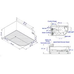 EAGO 6 ft Right Corner Acrylic White Whirlpool Bathtub for Two - AM124ETL-R