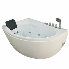 EAGO 59" Single Person Corner White Acrylic Whirlpool BathTub -  AM161-R