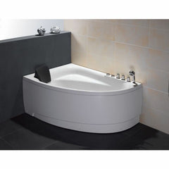 EAGO 59" Single Person Corner White Acrylic Whirlpool BathTub -  AM161-R
