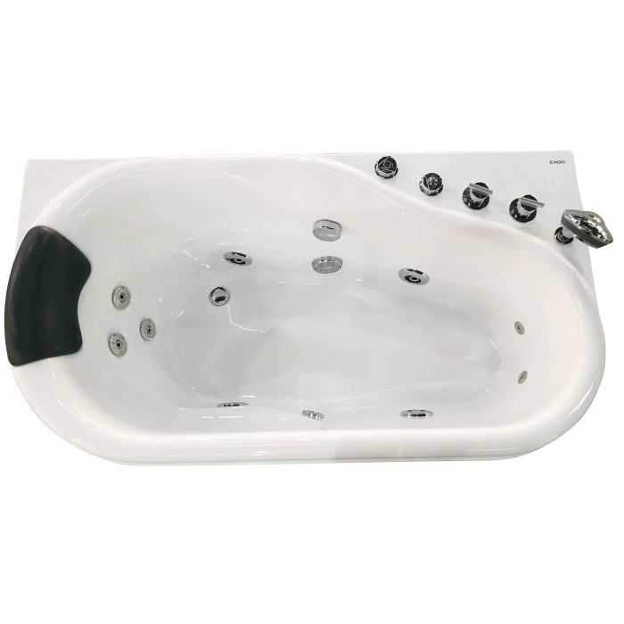 EAGO 57'' White Acrylic Jetted Whirlpool Bathtub W/ Fixtures - AM175-R