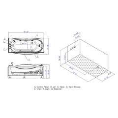 EAGO 6 ft Right Drain Acrylic White Whirlpool Bathtub w Fixtures - AM189ETL-L