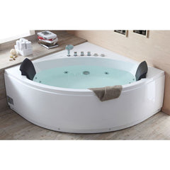 EAGO 5' Rounded Modern Double Seat Corner Whirlpool Bath Tub with Fixtures - AM200