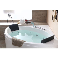 EAGO 5' Rounded Modern Double Seat Corner Whirlpool Bath Tub with Fixtures - AM200