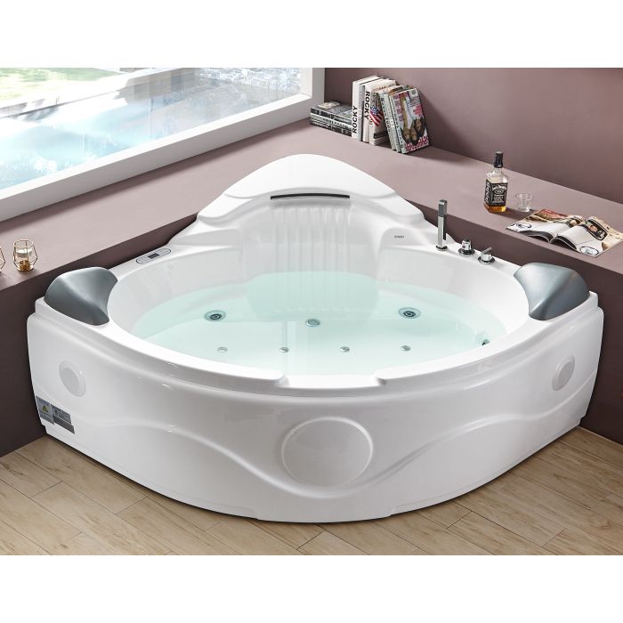 2 Person Corner Jetted Bathtub Spa Massage Therapy Hot Bath Tub