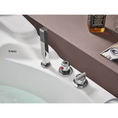 EAGO 5 ft Corner Acrylic White Waterfall Whirlpool Bathtub for Two - AM505ETL