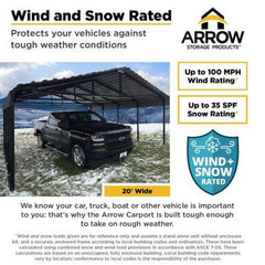 Arrow Carport, 20 ft. x 24 ft. x 7 ft. - CPH202407