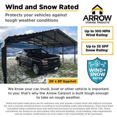 Arrow Carport, 20 ft. x 24 ft. x 7 ft. - CPH202407