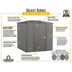 Arrow Select Steel Storage Shed, 6x7, - SCG67