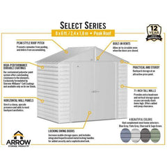 Arrow Select Steel Storage Shed, 8x6, - SCG86