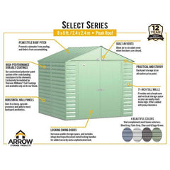 Arrow Select Steel Storage Shed, 8x8, - SCG88