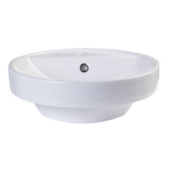 EAGO White Above Mount Porcelain Bathroom Sink Basin with Single Hole - BA141