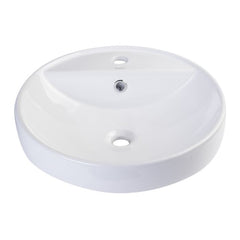 EAGO White Above Mount Porcelain Bathroom Sink Basin with Single Hole - BA141