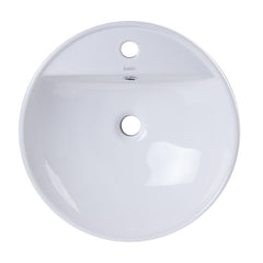 EAGO White Above Mount Porcelain Bathroom Sink Basin with Single Hole - BA141