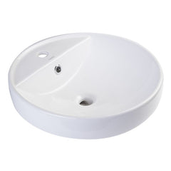 EAGO White Above Mount Porcelain Bathroom Sink Basin with Single Hole - BA141