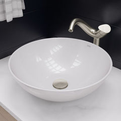 EAGO 18'' White Round Porcelain Bathroom Sink Basin without Overflow - BA351