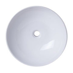 EAGO 18'' White Round Porcelain Bathroom Sink Basin without Overflow - BA351