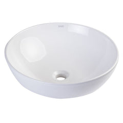 EAGO 18'' White Round Porcelain Bathroom Sink Basin without Overflow - BA351