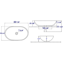 EAGO 23'' White Oval Porcelain Bathroom Sink Basin without Overflow - BA352