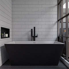 ALFI 59" Black & White Rectangular Acrylic Soaking Bathtub - AB8834