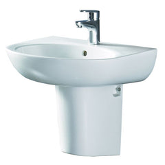 EAGO White Ceramic 22" Wall Mounted Semi Pedestal Bathroom Sink - BD379