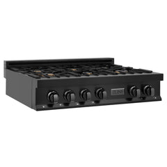 ZLINE 36" Porcelain Gas Stovetop in Black Stainless Steel with 6 Gas Burners - RTB-BR-36