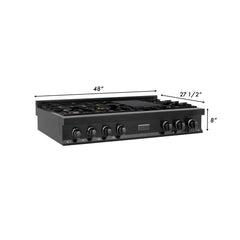 ZLINE 48" Porcelain Gas Stovetop in Black Stainless with 7 Gas Burners and Griddle - RTB-48