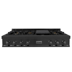 ZLINE 48" Porcelain Gas Stovetop in Black Stainless with 7 Gas Burners and Griddle - RTB-48
