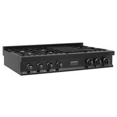 ZLINE 48" Porcelain Gas Stovetop in Black Stainless with 7 Gas Burners and Griddle - RTB-48