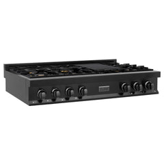 ZLINE 48" Porcelain Gas Stovetop in Black Stainless with 7 Gas Burners and Griddle - RTB-48