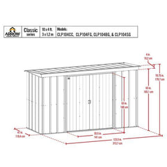 Arrow Classic Steel Storage Shed, 10 ft. x 4 ft. - CLP104