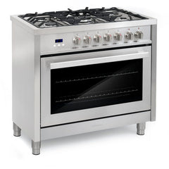 Cosmo 2-Piece Kitchen, 36″ 240V Dual Fuel Range and 36″ Under Cabinet Range Hood - COS-2PKG-026 - The Home Selection