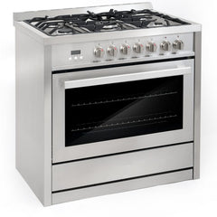 Cosmo 2-Piece Kitchen, 36″ 240V Dual Fuel Range and 36″ Wall Mount Range Hood - COS-2PKG-025 - The Home Selection