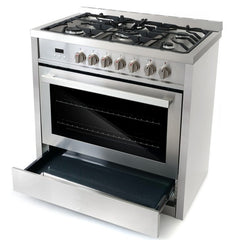 Cosmo 2-Piece Kitchen, 36″ 240V Dual Fuel Range and 36″ Wall Mount Range Hood - COS-2PKG-025 - The Home Selection