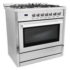 Cosmo 2-Piece Kitchen, 36″ Gas Range and 36″ Wall Mount Range Hood - COS-2PKG-023 - The Home Selection
