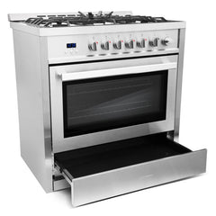 Cosmo 2-Piece Kitchen, 36″ Gas Range and 36″ Wall Mount Range Hood - COS-2PKG-023 - The Home Selection