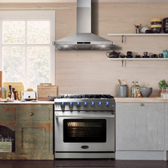 Cosmo 2-Piece Kitchen, 36″ Gas Range and French Door Refrigerator - COS-2PKG-007 - The Home Selection