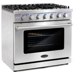 Cosmo 2-Piece Kitchen, 36″ Gas Range and French Door Refrigerator - COS-2PKG-007 - The Home Selection