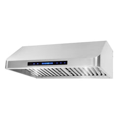Cosmo 30" Ducted Under Cabinet Range Hood in Stainless Steel with Touch Display, LED Lighting and Permanent Filters - COS-QS75 - The Home Selection