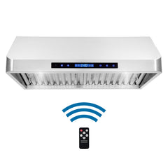 Cosmo 30" Ducted Under Cabinet Range Hood in Stainless Steel with Touch Display, LED Lighting and Permanent Filters - COS-QS75 - The Home Selection