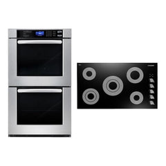 Cosmo 2 Piece Kitchen Package With 36" Electric Cooktop 30" Double Electric Wall Oven - The Home Selection