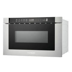 Cosmo 24" Built-in Microwave Drawer with Automatic Presets, Touch Controls, Defrosting Rack and 1.2 cu. ft. Capacity in Stainless Steel - The Home Selection