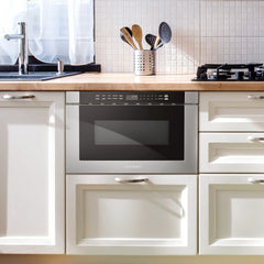 Cosmo 24" Built-in Microwave Drawer with Automatic Presets, Touch Controls, Defrosting Rack and 1.2 cu. ft. Capacity in Stainless Steel - The Home Selection