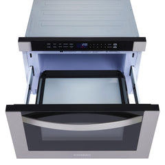 Cosmo 24" Built-in Microwave Drawer with Automatic Presets, Touch Controls, Defrosting Rack and 1.2 cu. ft. Capacity in Stainless Steel - The Home Selection