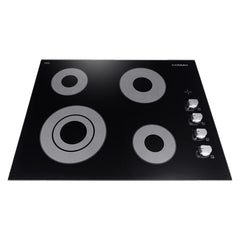 Cosmo 24" Electric Ceramic Glass Cooktop with 4 Elements, Dual Zone Element, Hot Surface Indicator Light and Control Knobs - COS-244ECC - The Home Selection