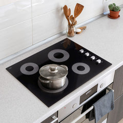 Cosmo 24" Electric Ceramic Glass Cooktop with 4 Elements, Dual Zone Element, Hot Surface Indicator Light and Control Knobs - COS-244ECC - The Home Selection